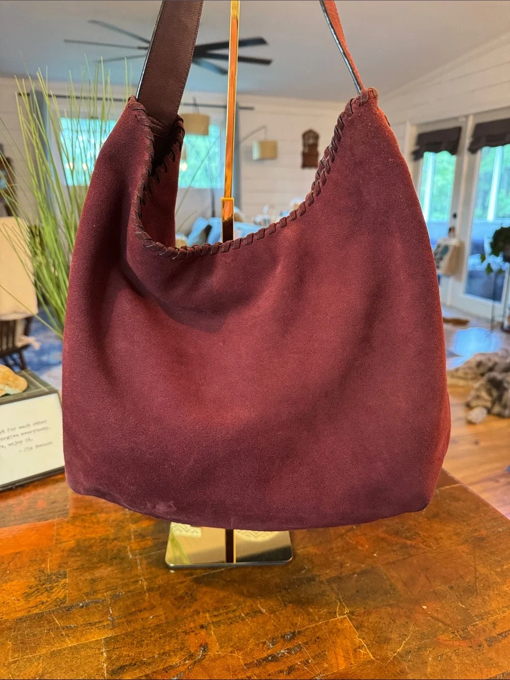 Tory Burch Merlot Suede Hobo Bag
